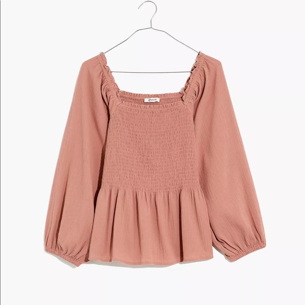 Madewell Lucie Smocked Peplum Top
